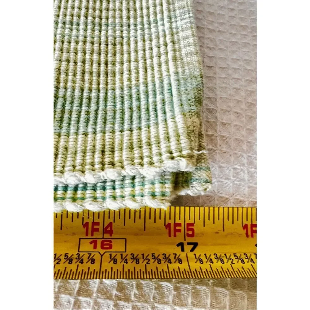 Vintage Martha Stewart Set of 4 Placemats Cotton Woven Green Ribbed Stripes
